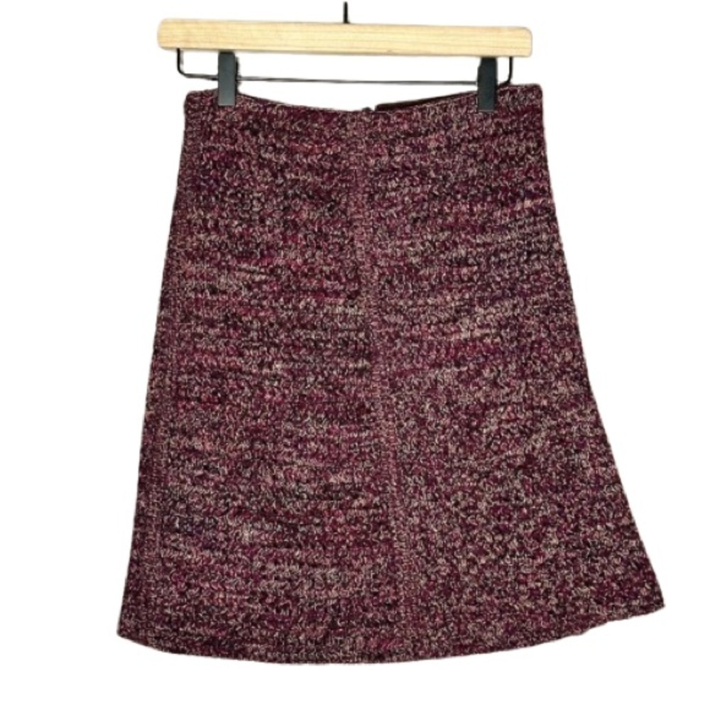 Women's 40 (10) Prada Burgundy & Tan Thick Knitted Pencil Skirt Stretch